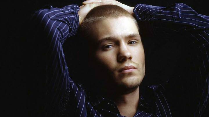 Chad Michael Murray In Blue Lining Shirt N Black Background